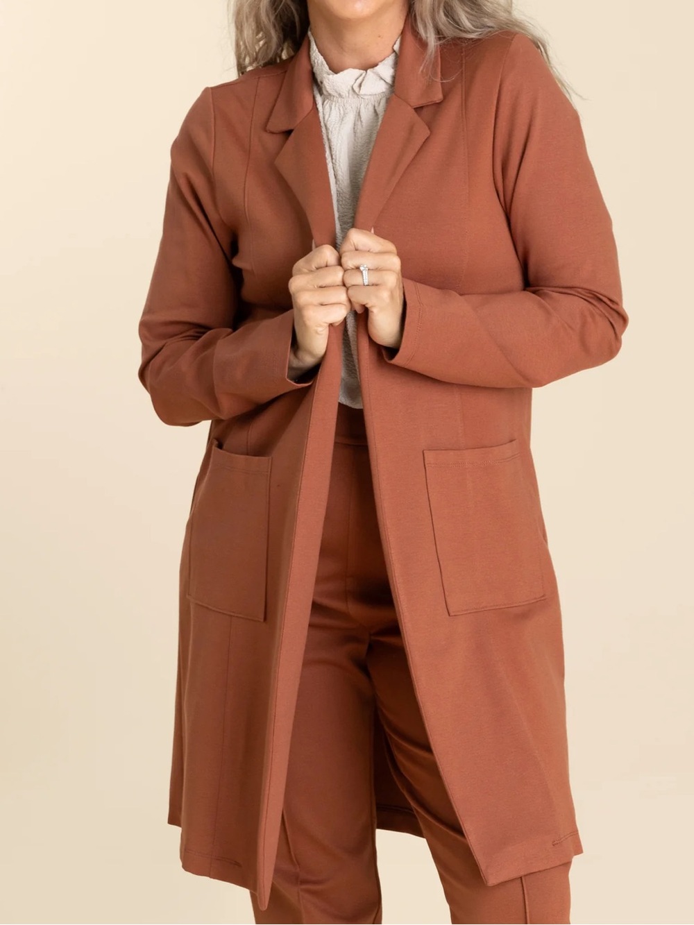 Dear Scarlett Magic Chic Midi Jacket: Caramel (see matching pants)